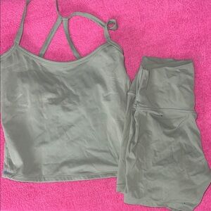 Green Strappy Tank and Shorts Set